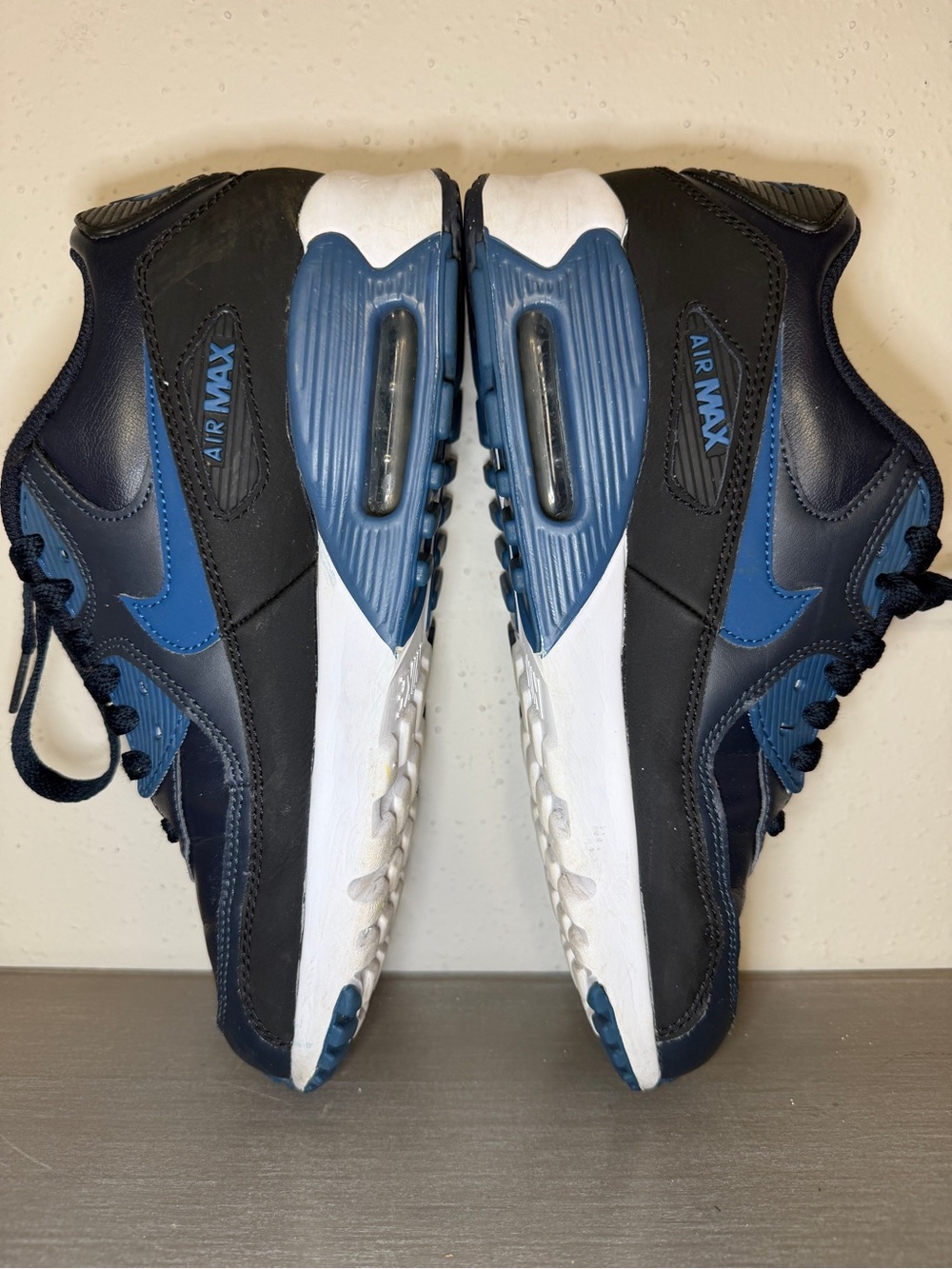 Nike Air Max 90 Leather Sneakers Youth 7Y 833412-402 Navy Blue - Picture 7 of 10